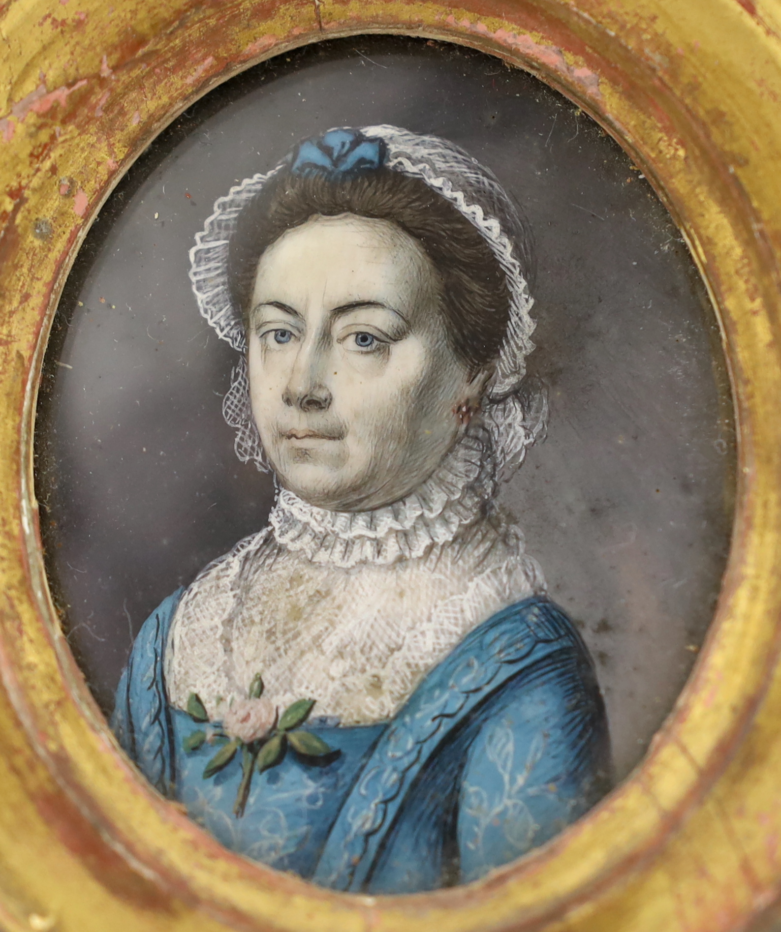 Continental School circa 1780, Portrait miniatures of a husband and wife, watercolour on ivory (2), 5.5 x 4.4cm. CITES Submission reference GVAQRHB4